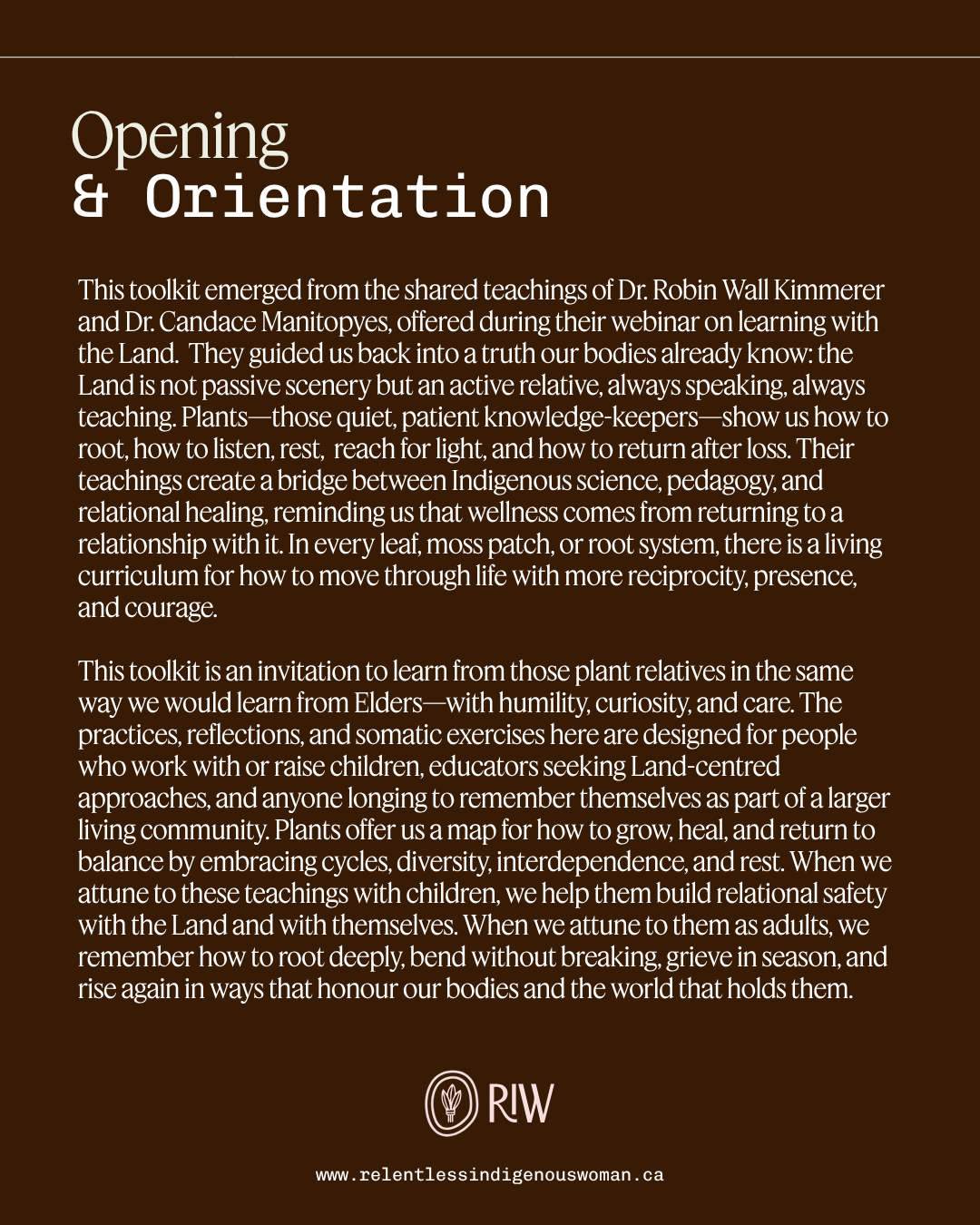 Learning With the Land: Plant Teachings for Educators, Parents & Community Workers Mini Toolkit